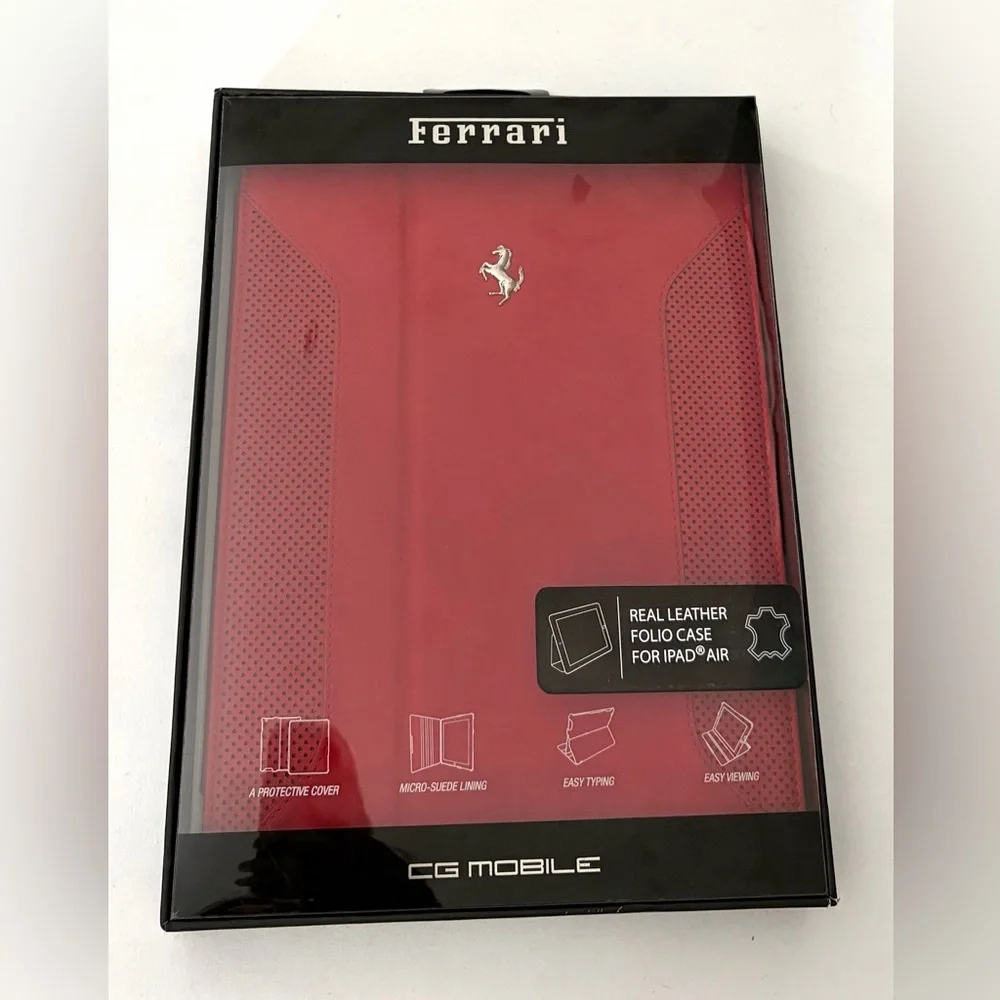 Ferrari Case Apple iPad Air Real Leather Folio Case Cover for the Apple iPad Air
